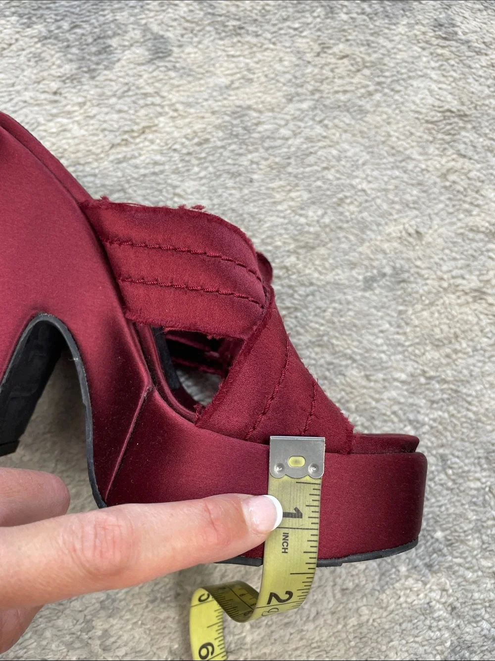 Pedro Garcia Tomasina Platform Sandal Mules Ruby Red Oxblood Satin Sz 36